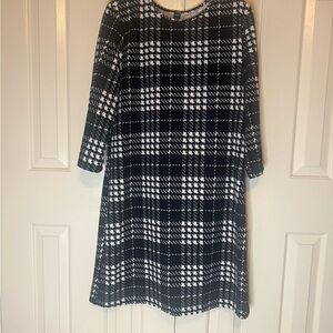 Black and White A-Line Long Sleeve Dress